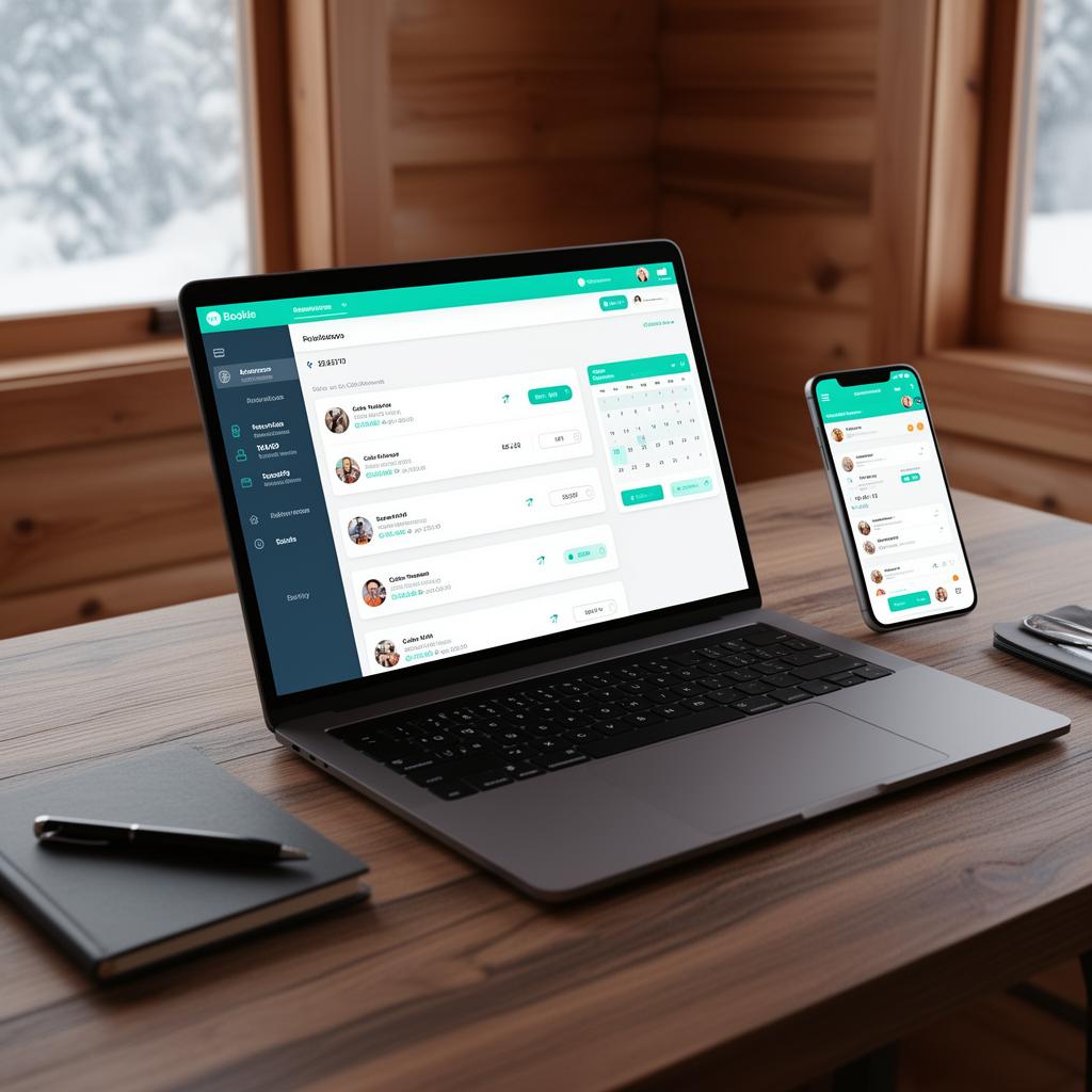 Reservation and booking software on laptop and mobile
