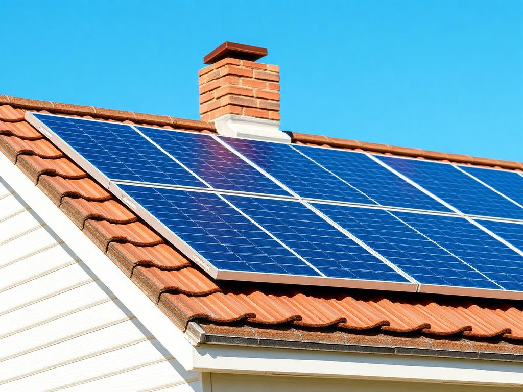 Solar panels on cottage rooftop